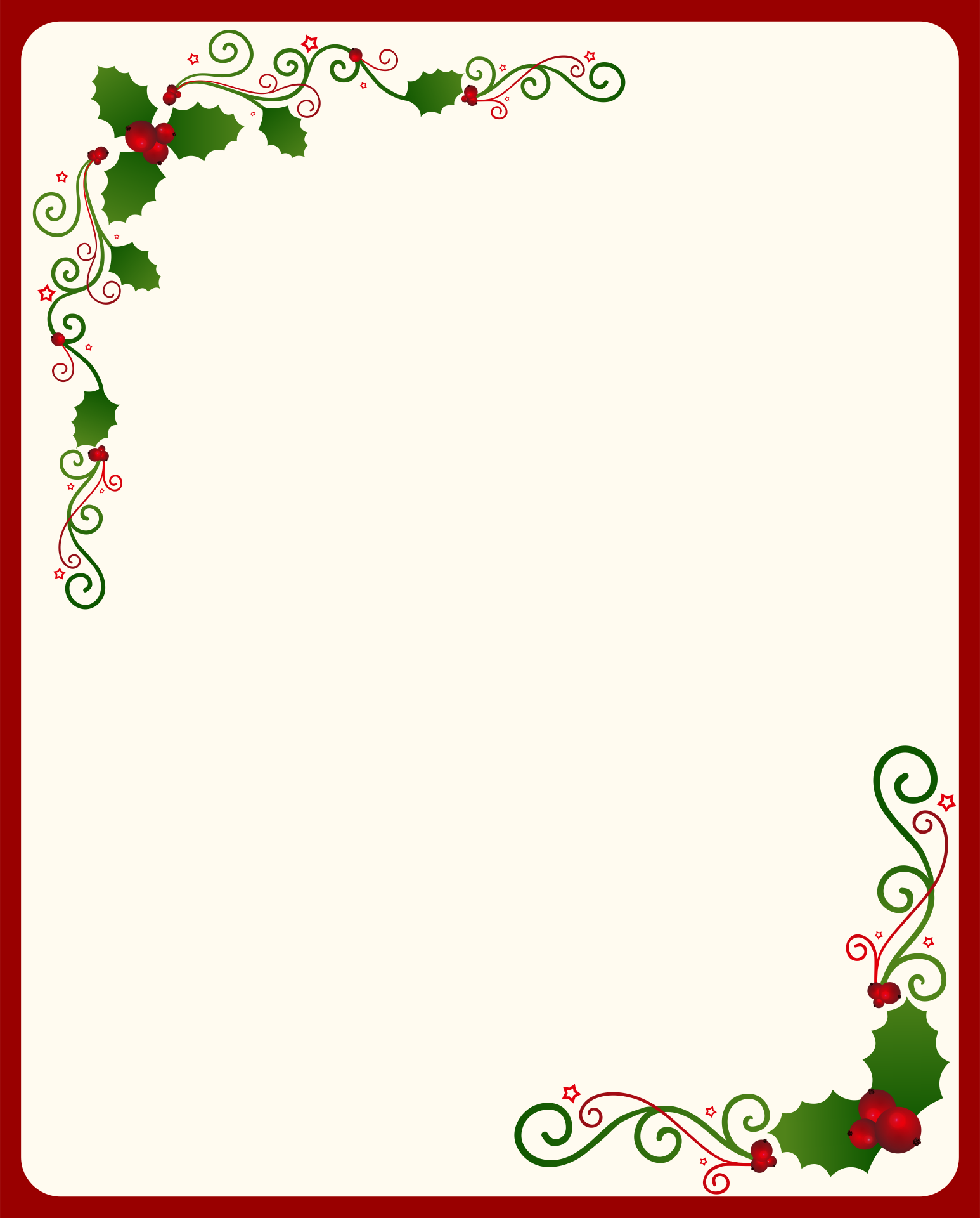 Printable Christmas Border Paper Stationery - Printable World Holiday