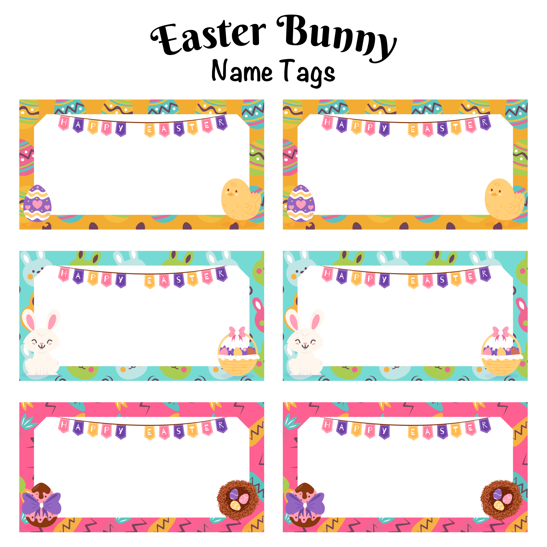 Printable Easter Bunny Name Tags