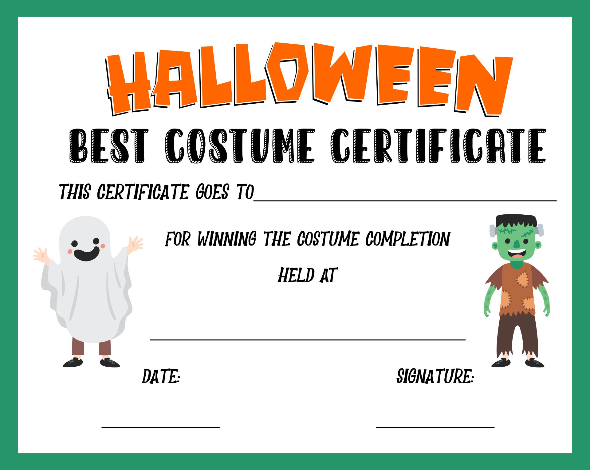 22 Best Halloween Costume Certificates Printable - printablee.com Throughout Halloween Costume Certificate Template