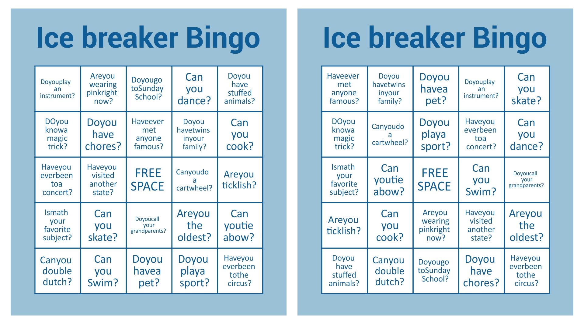 Christmas Bingo Ice Breaker