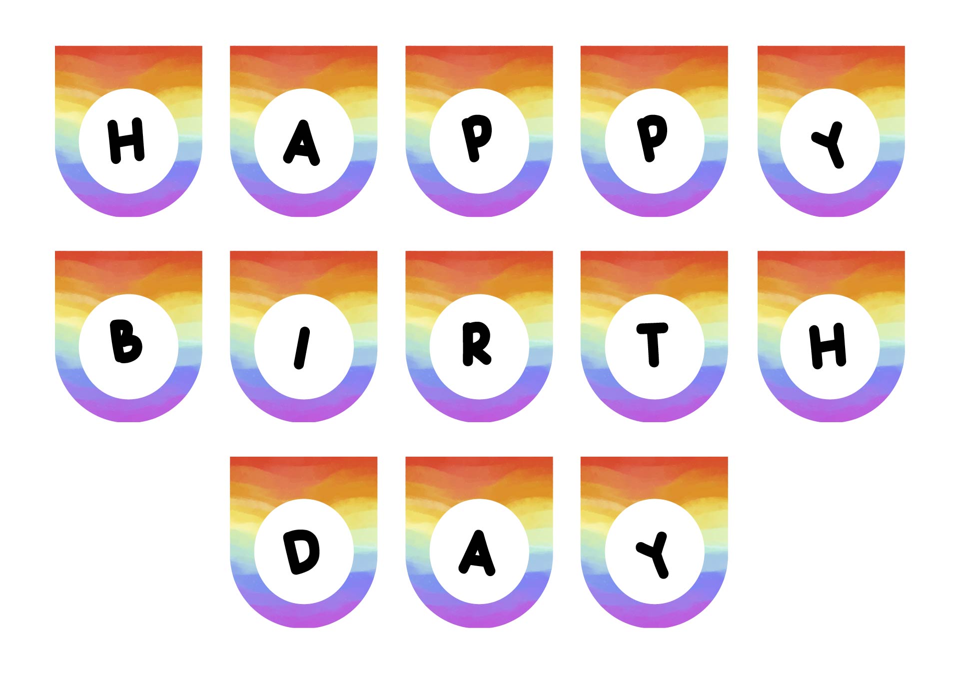 Printable Circle Banner Happy Birthday Rainbow