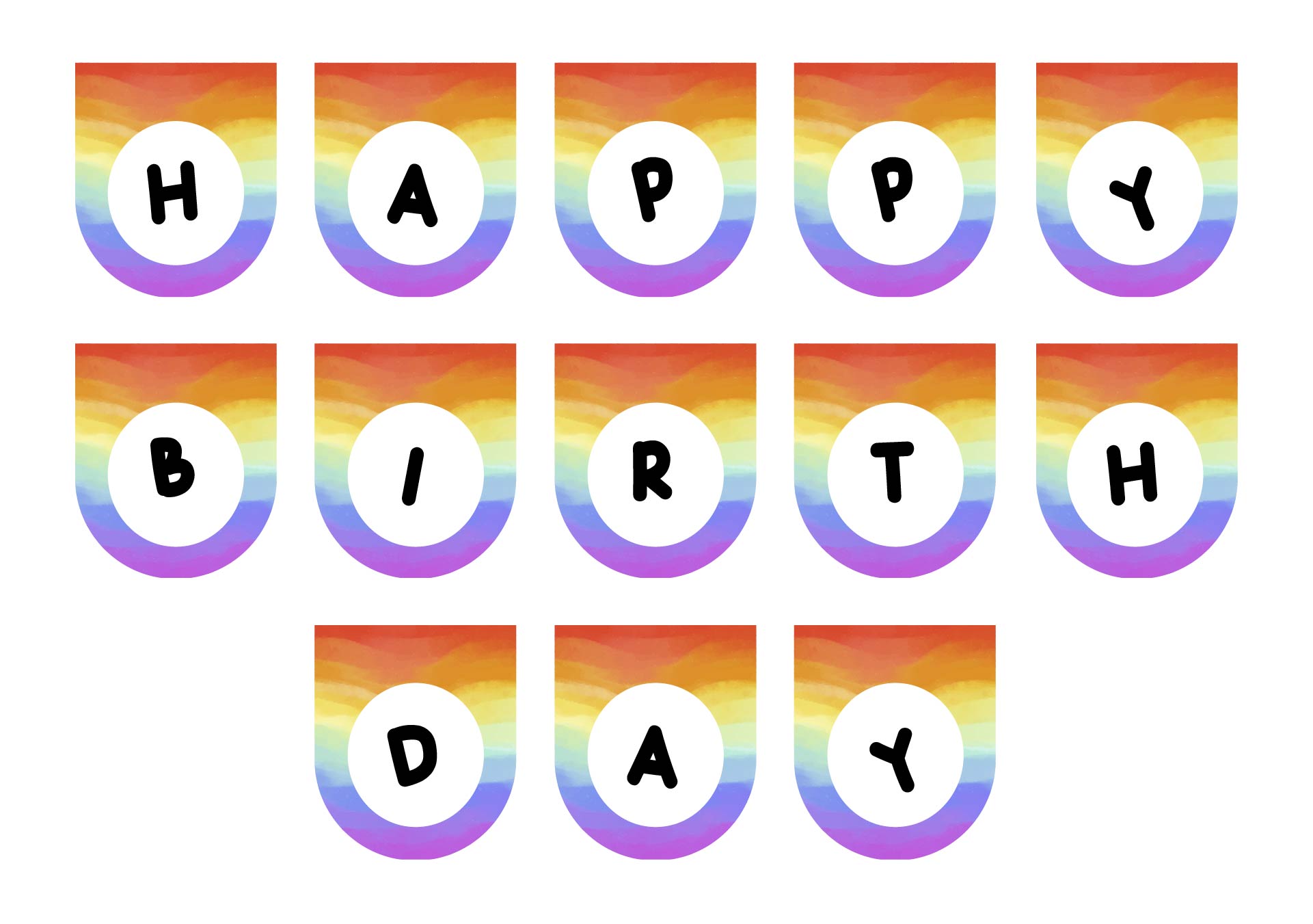 10 Best Printable Circle Banner Happy Birthday Rainbow Printablee