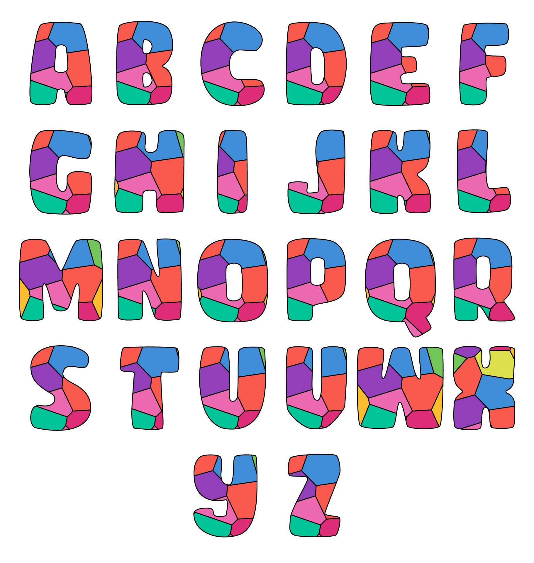 Stained Glass Patterns Printable Alphabet