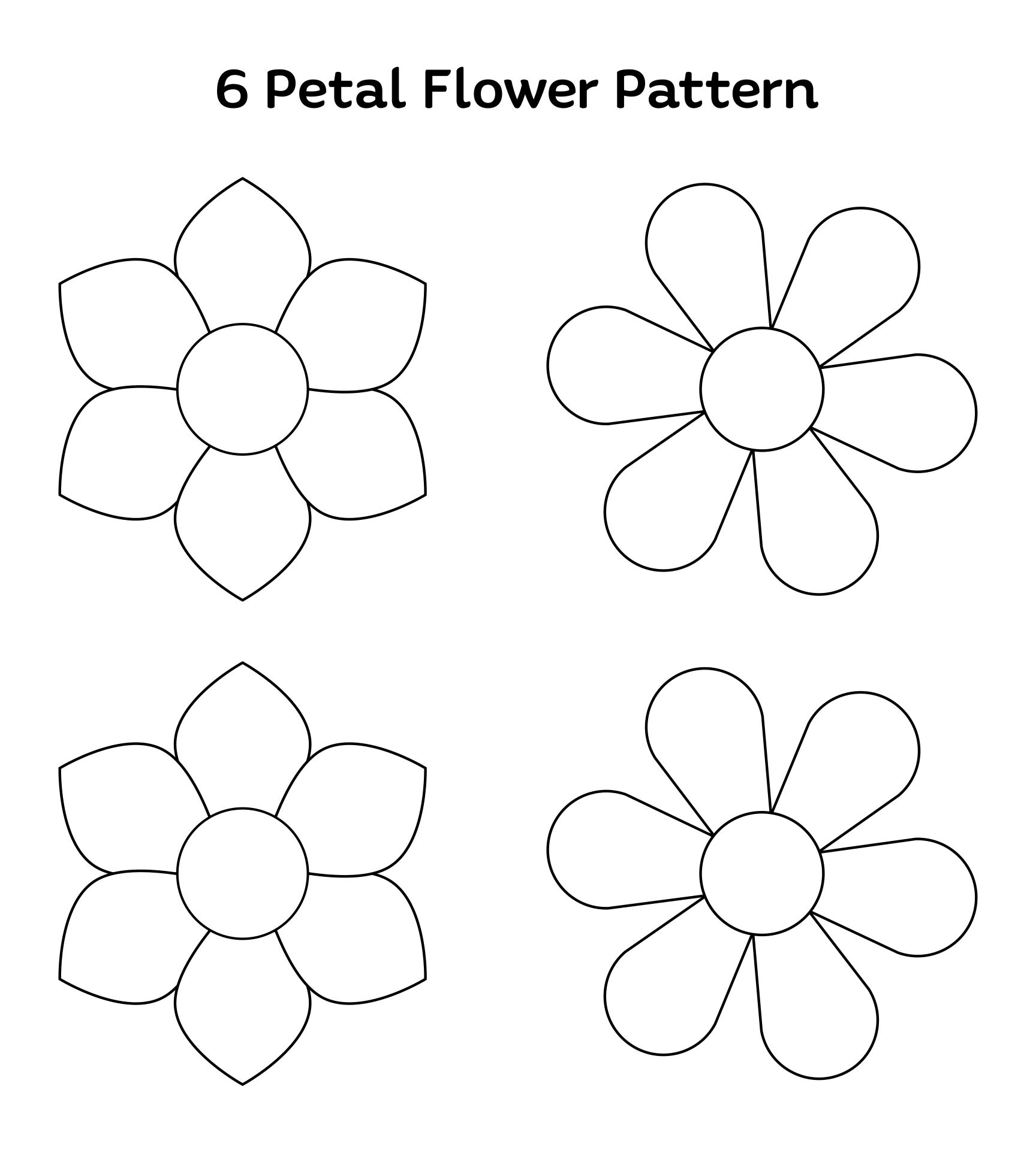 Printable 6 Petal Flower Template Printable Templates