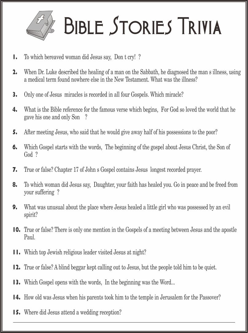Youth Bible Trivia Questions 10 Free PDF Printables Printablee