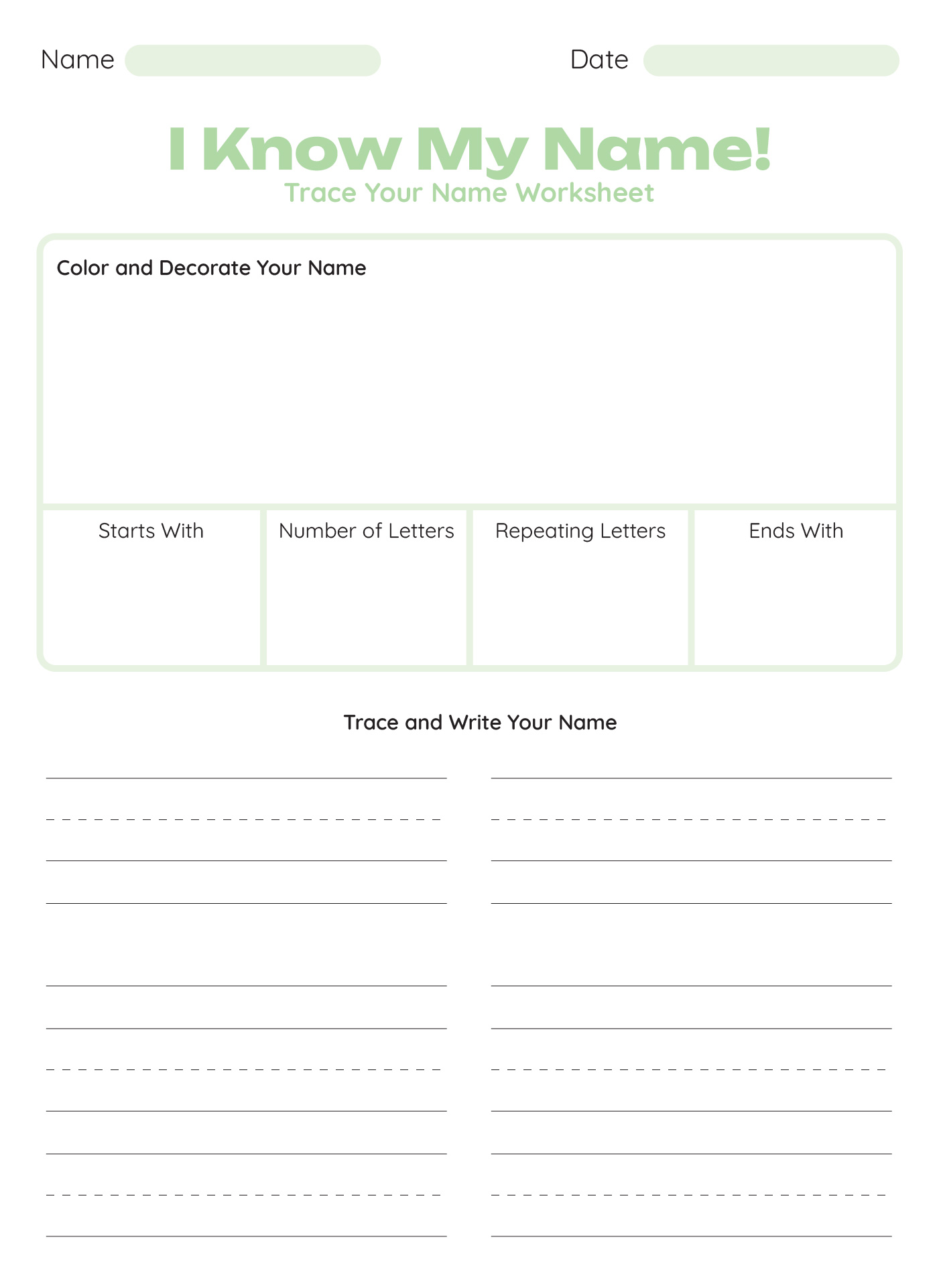 Name Tracing Templates