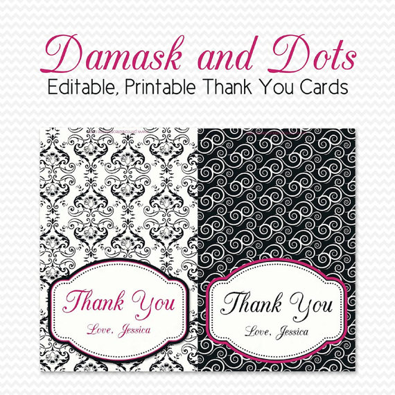 Printable Thank You Card Black and White