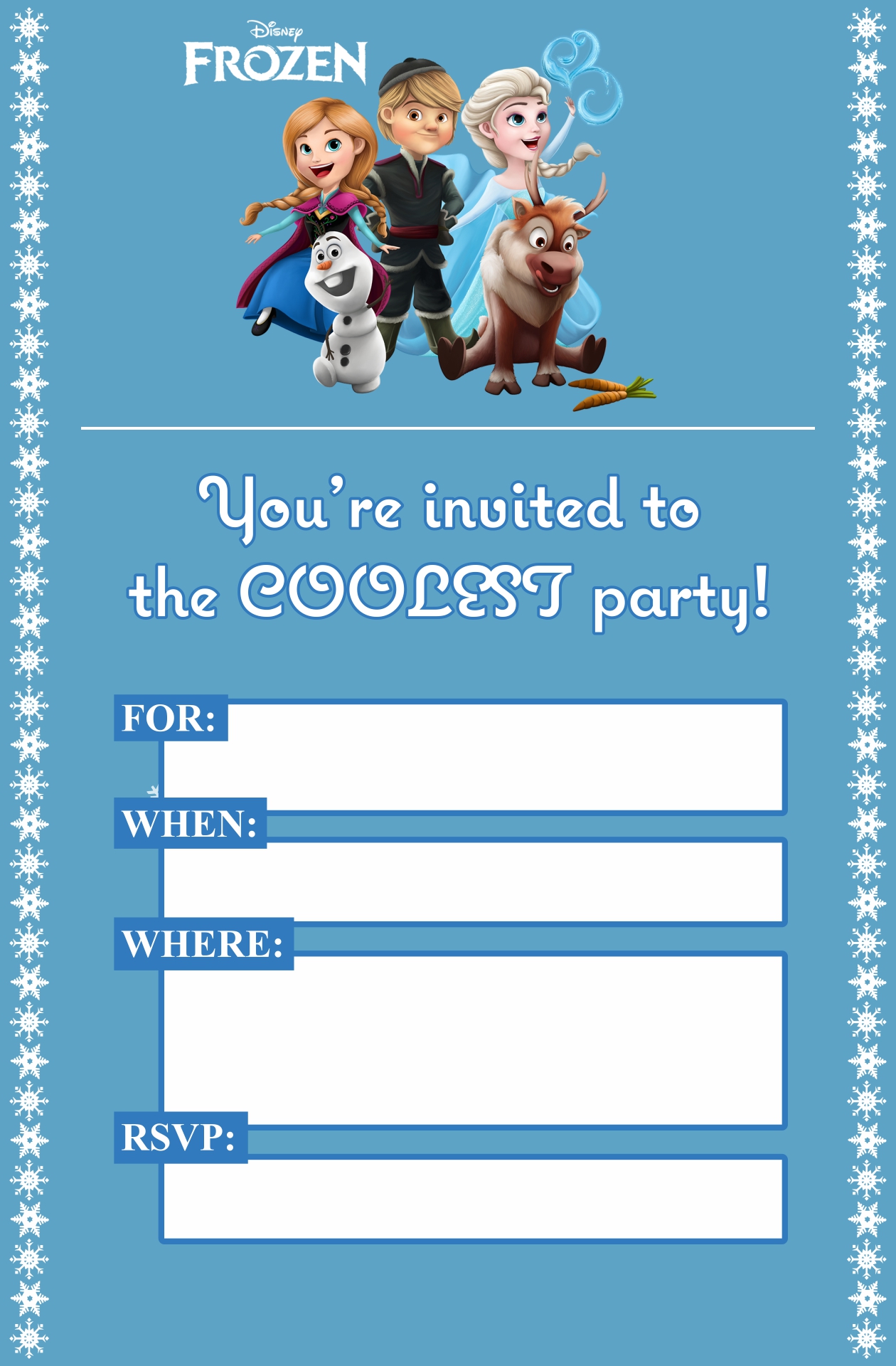 frozen party invitations printable free