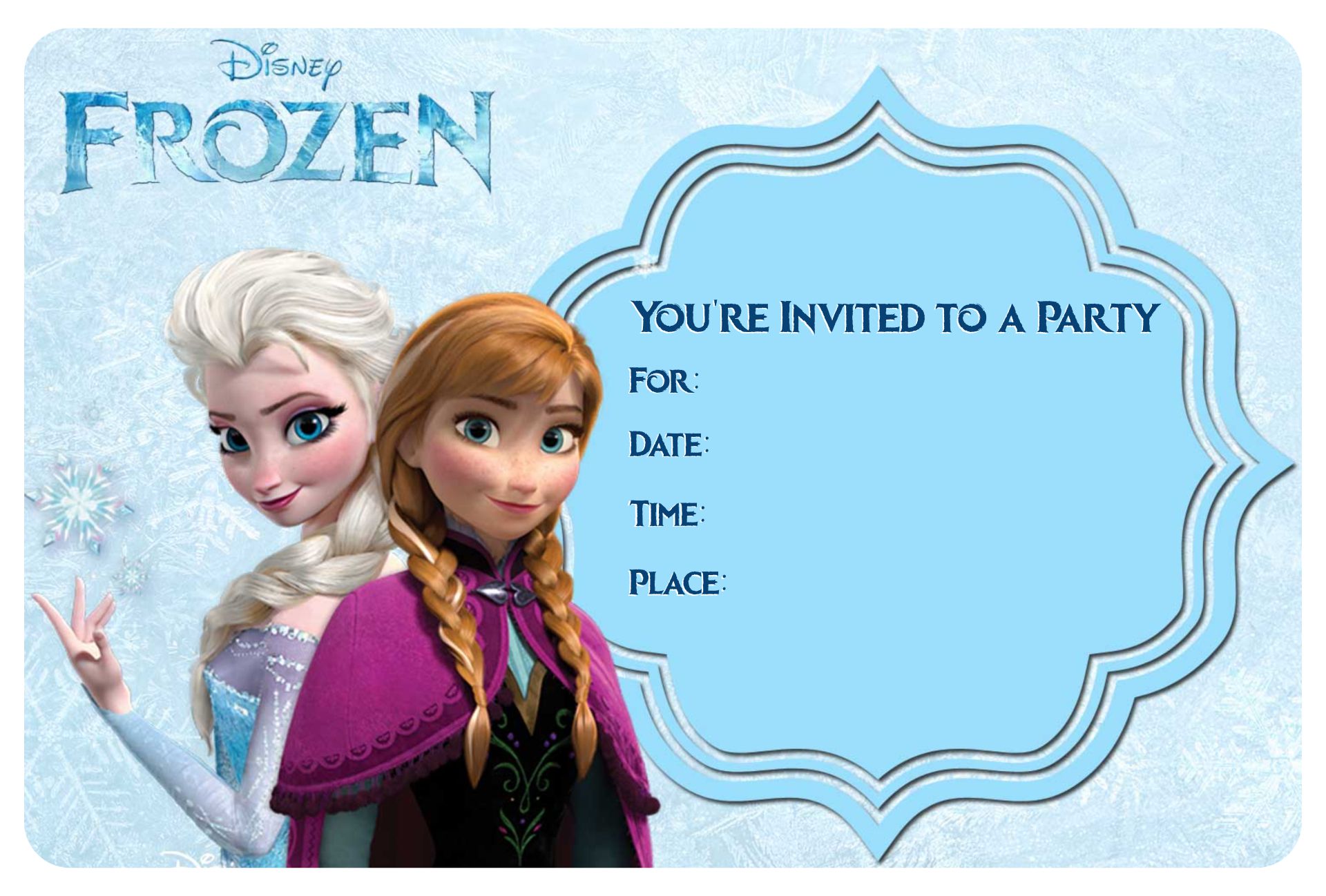 10 Best Frozen Birthday Invitations Editable Printable Printablee Com