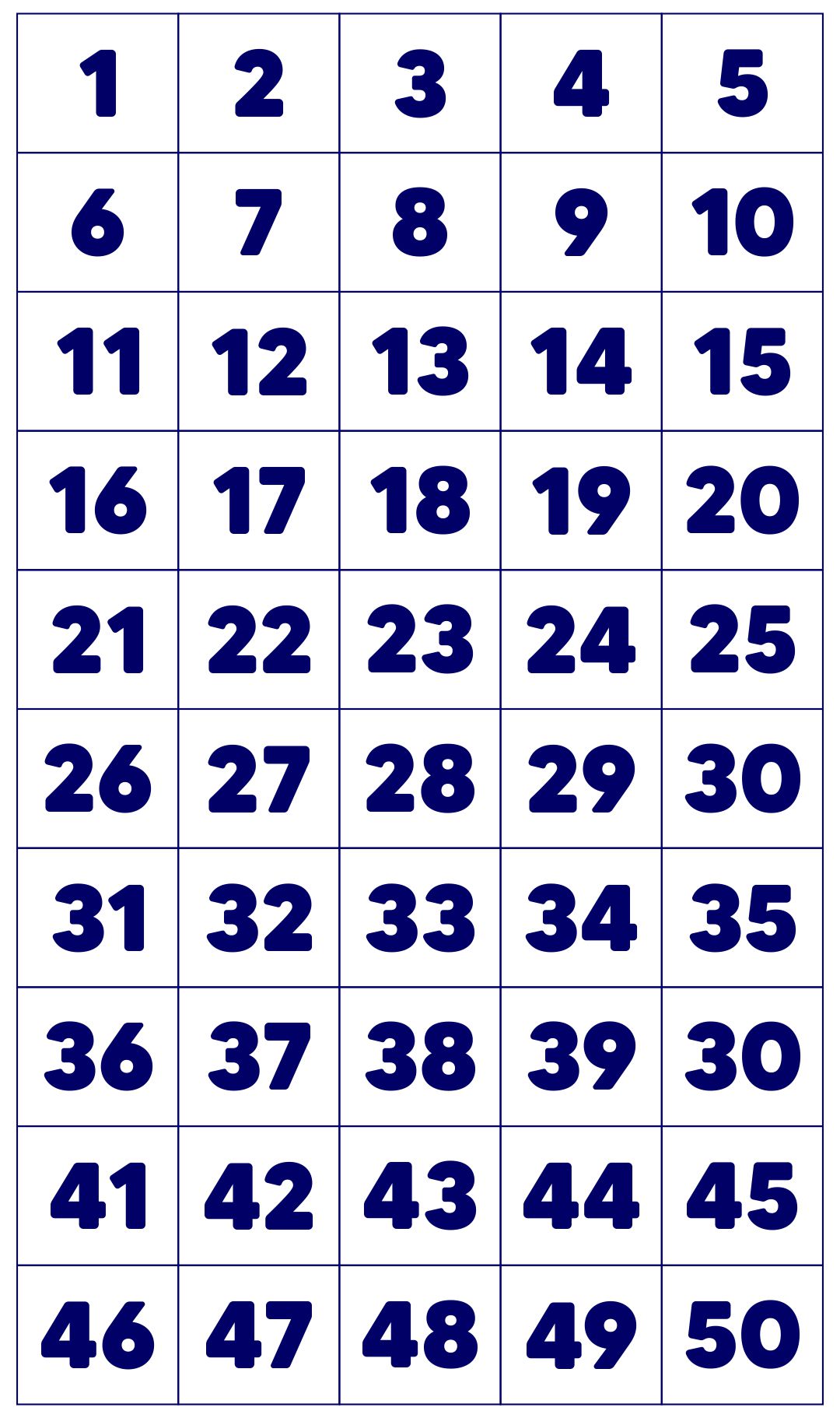 Free Large Printable Numbers 1 50 Printable Templates