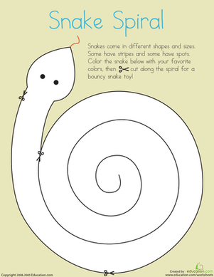 Spiral Snake Cutting Worksheets