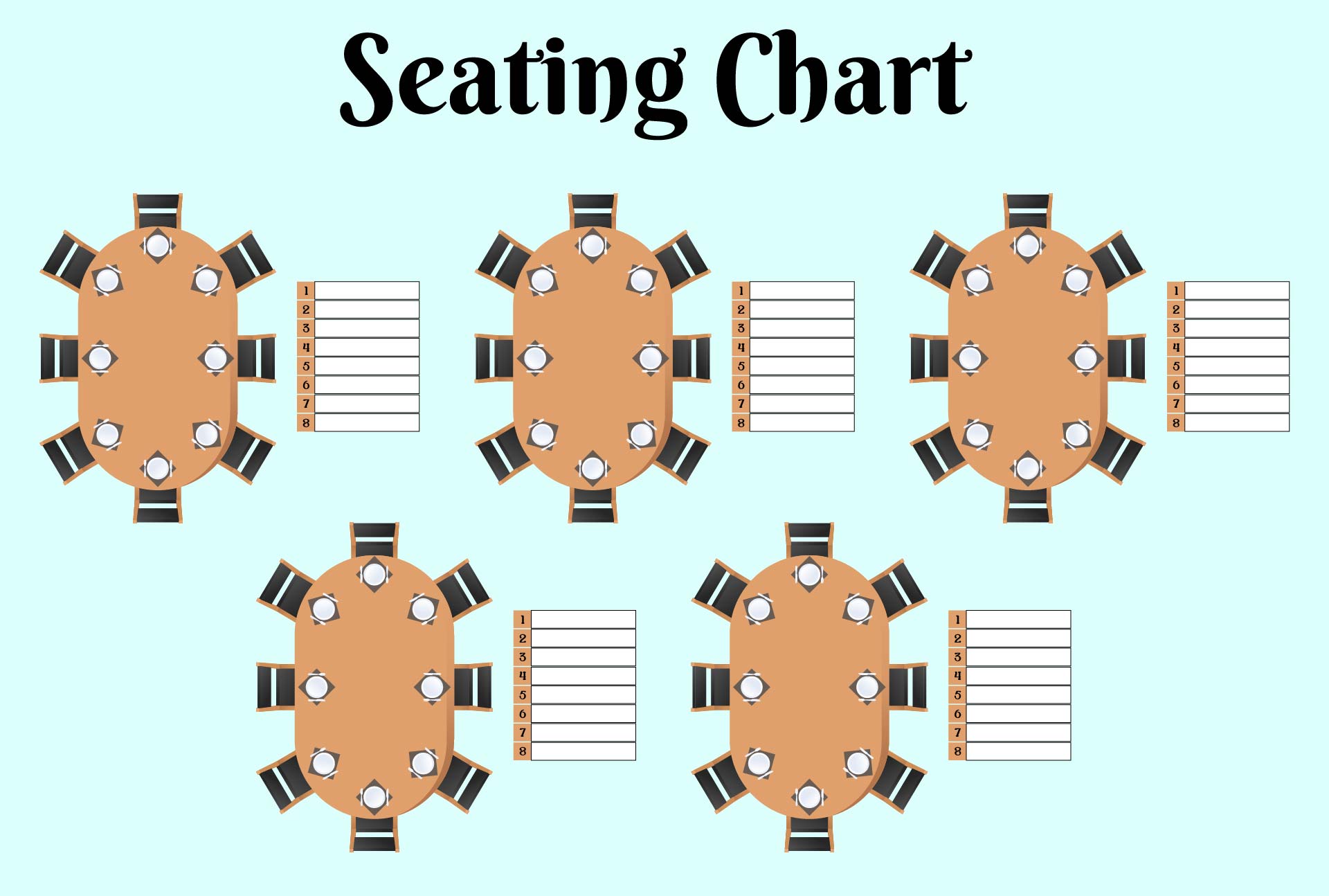 Blank Printable Seating Chart Template