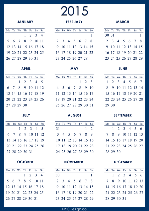 2015 Calendar Printable Free