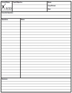 Avid Cornell Notes Template Printable