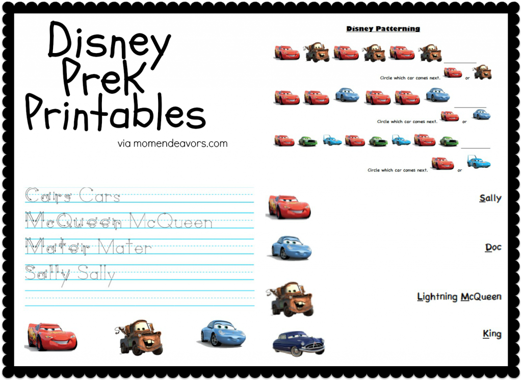 Disney Cars Printable Activities