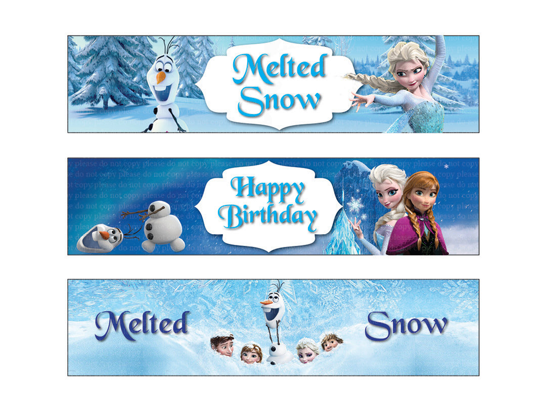 Disney Frozen Water Bottle Labels