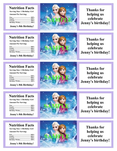 Disney Frozen Water Bottle Labels