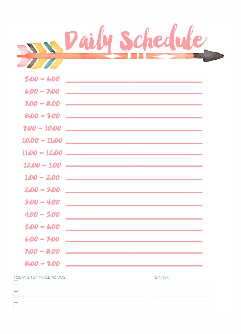 schedule templates free daily schedule templates free