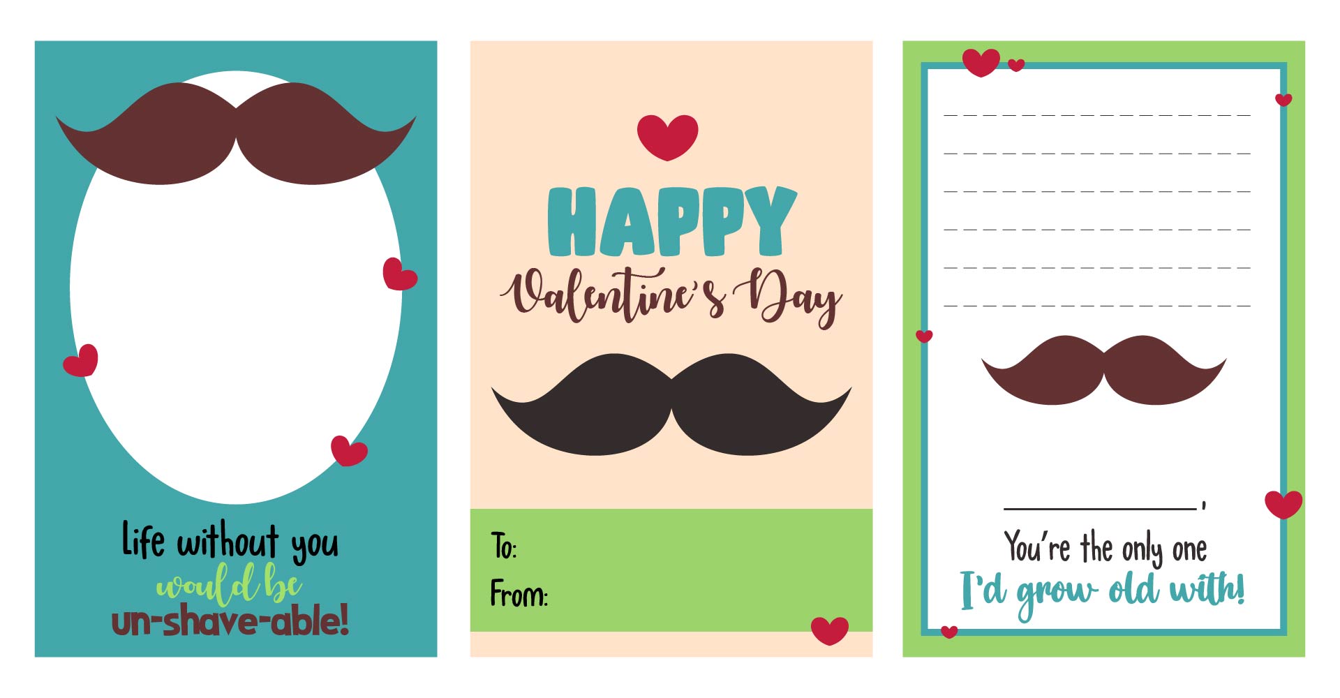 Printable Mustache Valentines Day Card