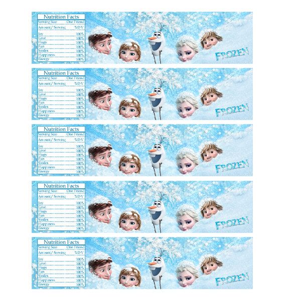 Frozen Water Bottle Labels Printable Party