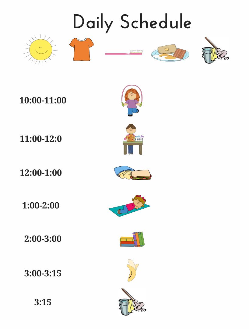 daily schedule with times for kids