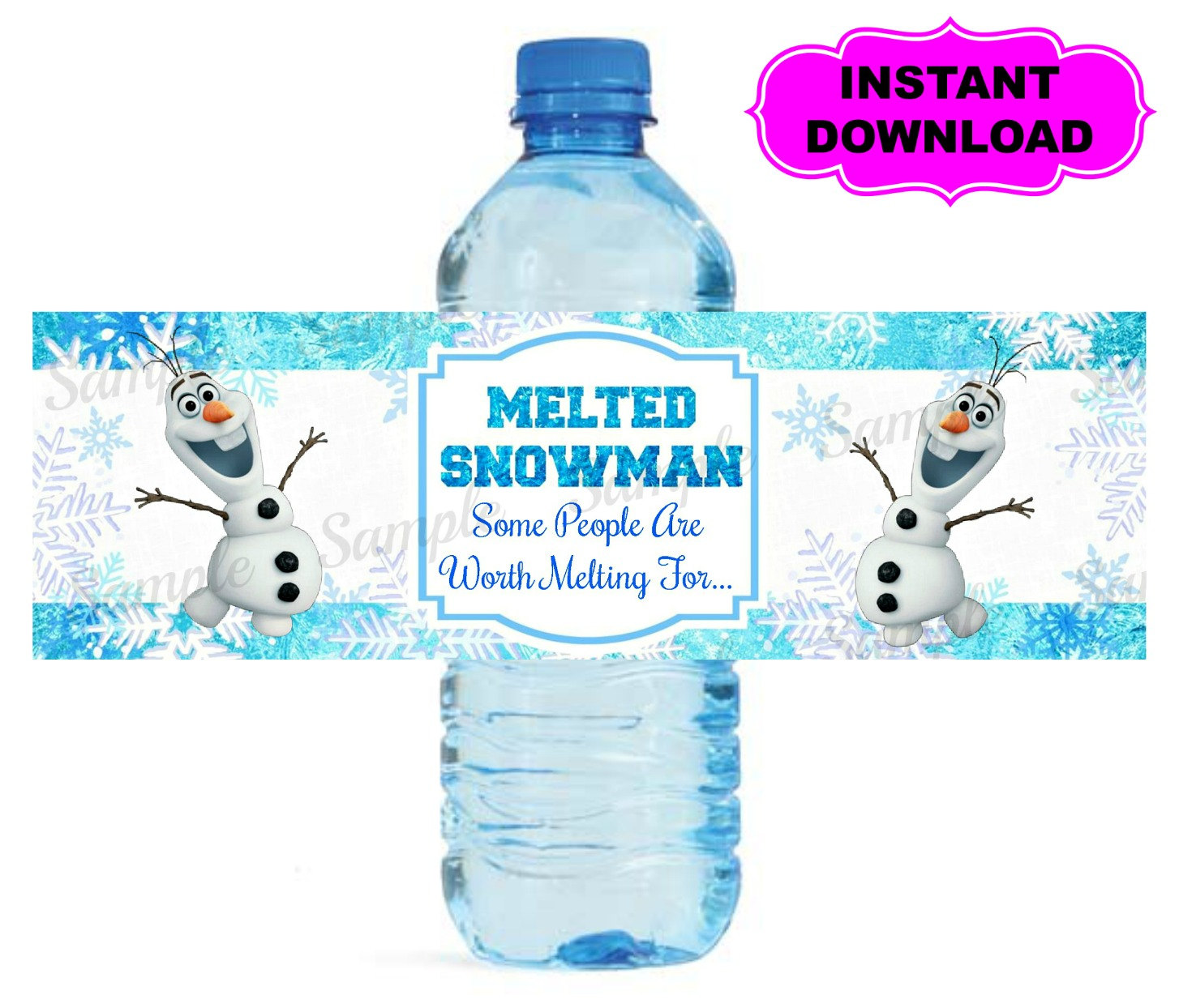 Olaf Melted Snowman Water Bottle Label