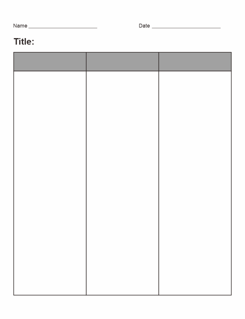 Blank Chart With Columns And Rows