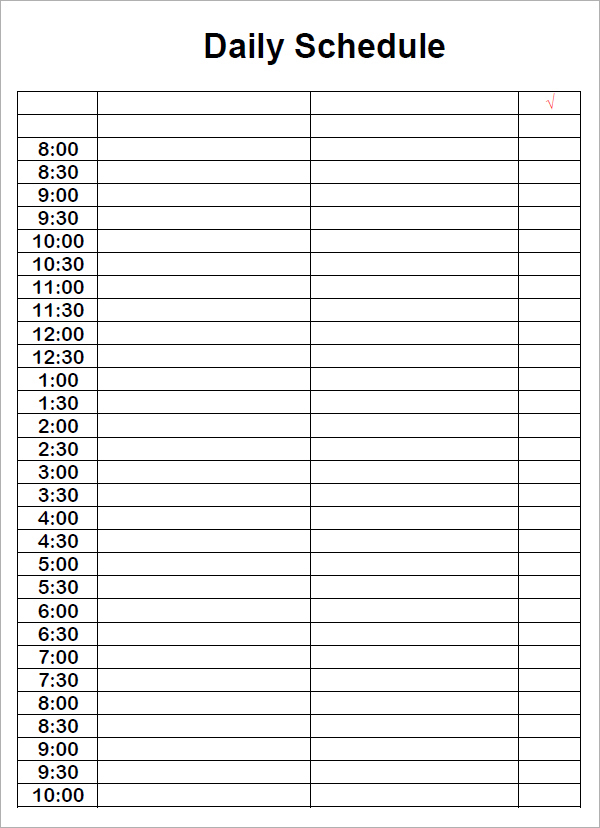 daily schedule template for teenager