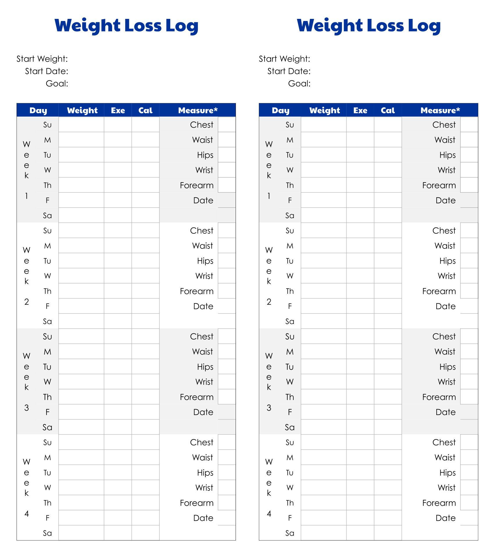 10 Best Printable Weight Loss Measurement Chart PDF For Free At Printablee