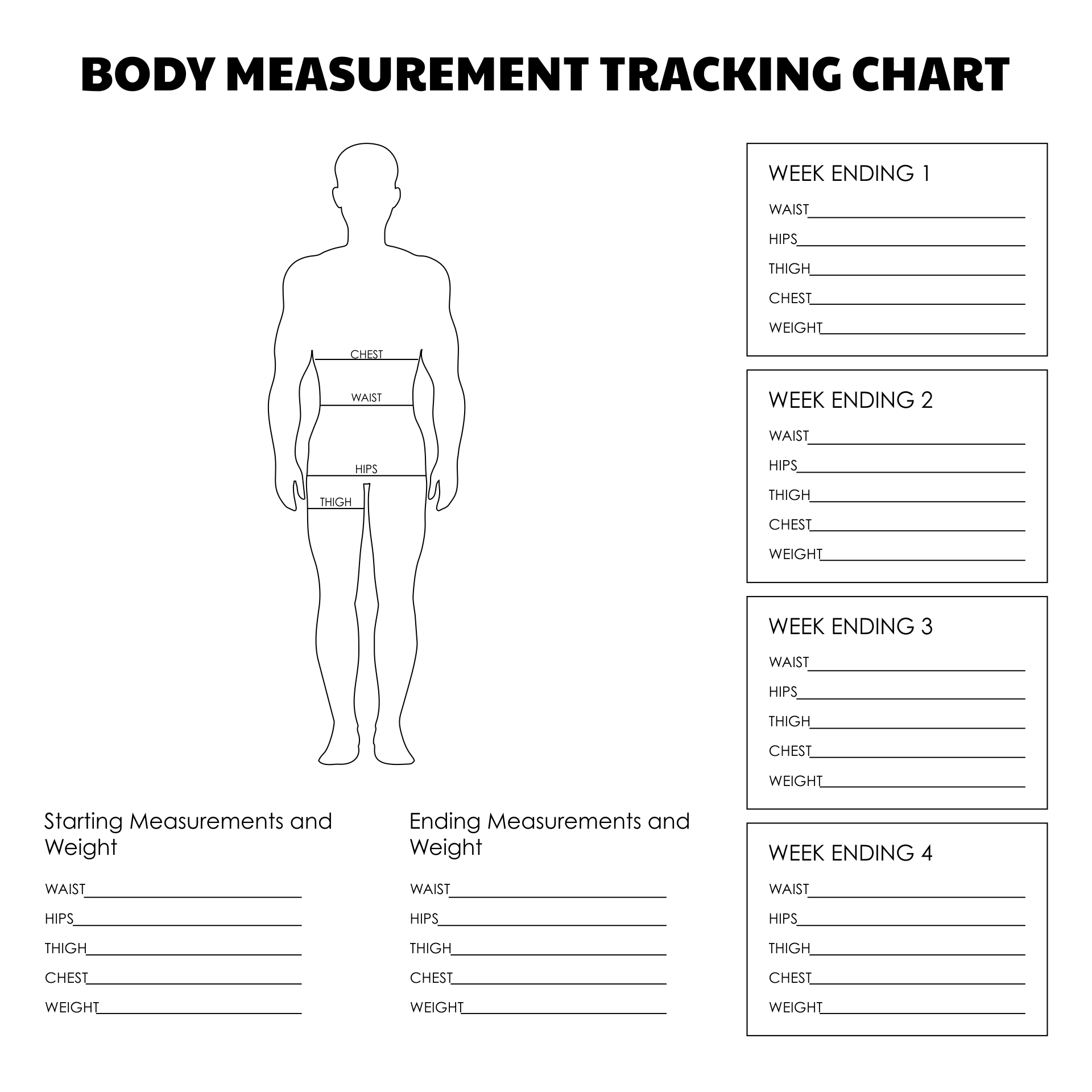 Free Printable Body Measurement Chart For Weight Loss Printable Blog