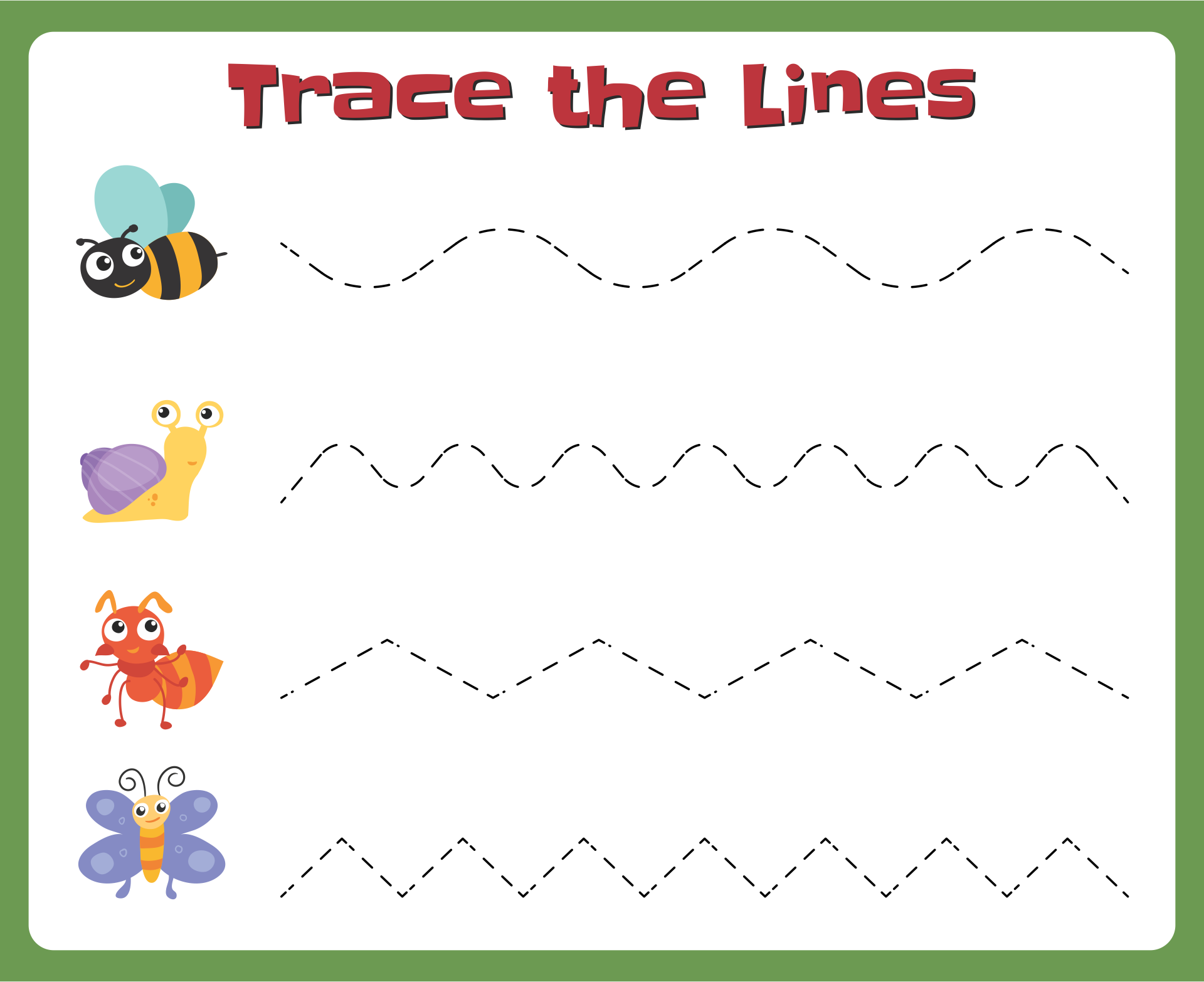 Printable Preschool Tracing Lines Sheets
