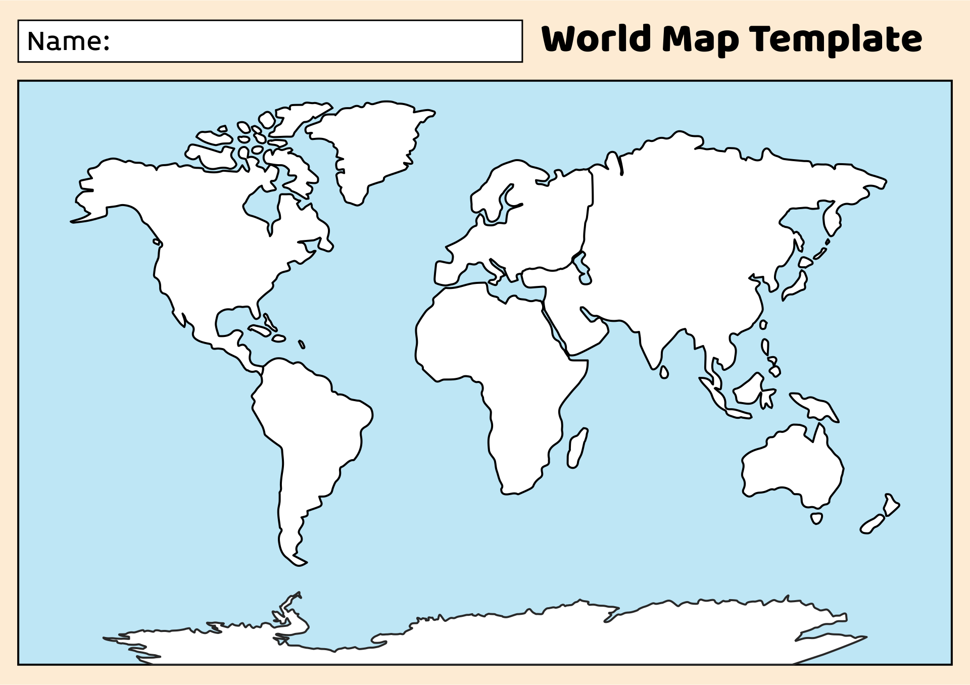 Blank World Map Template Printable - Free Printable Templates