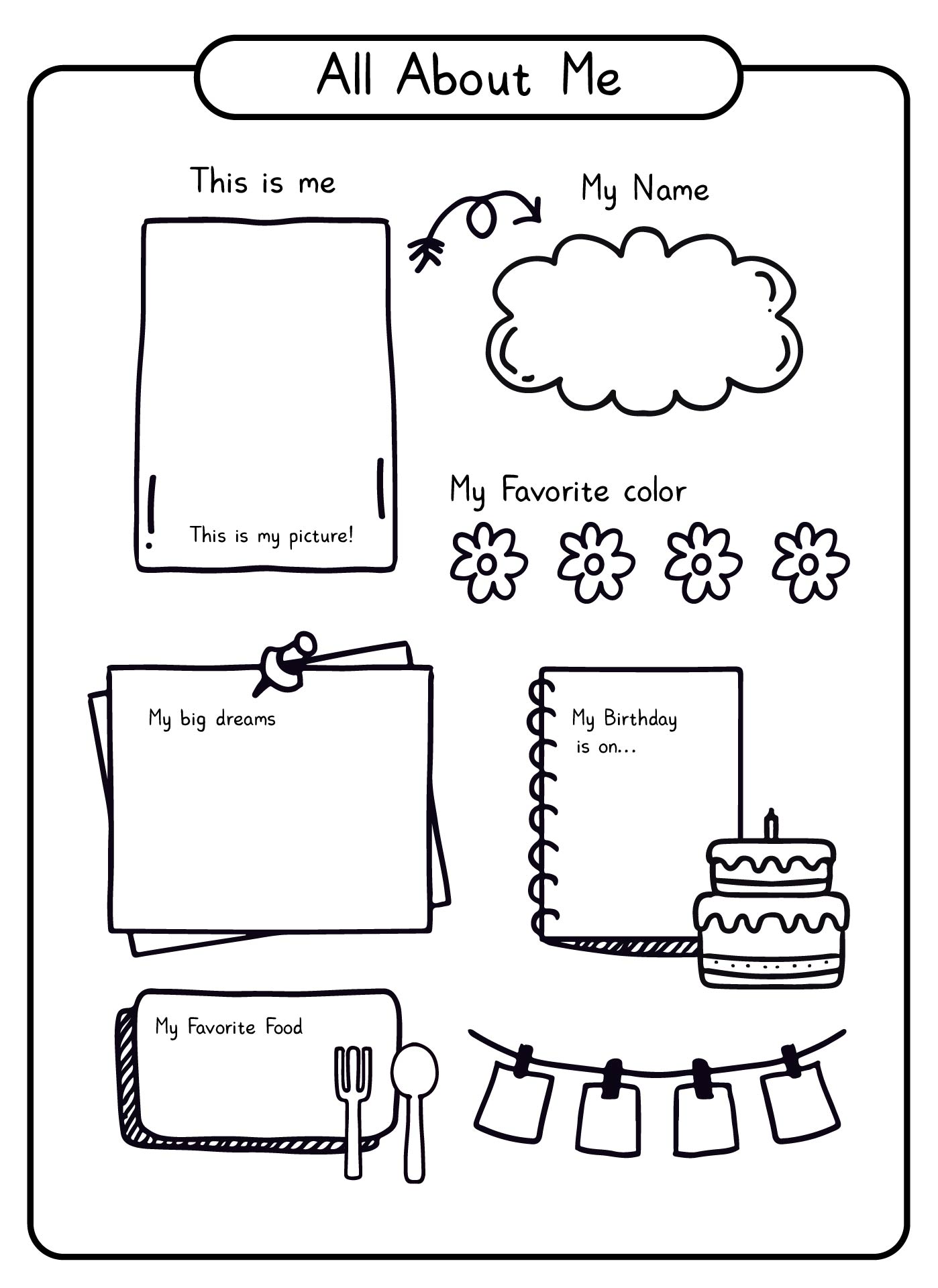 All About Me Worksheets Printables Free