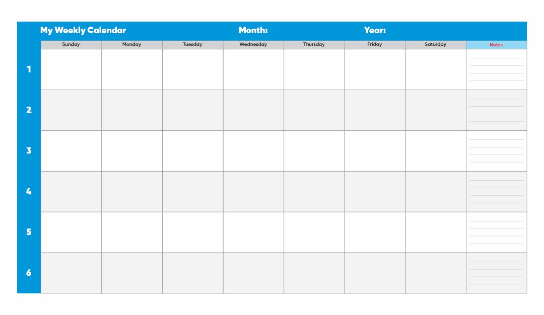 Weekly Calendar Template With Time Slots