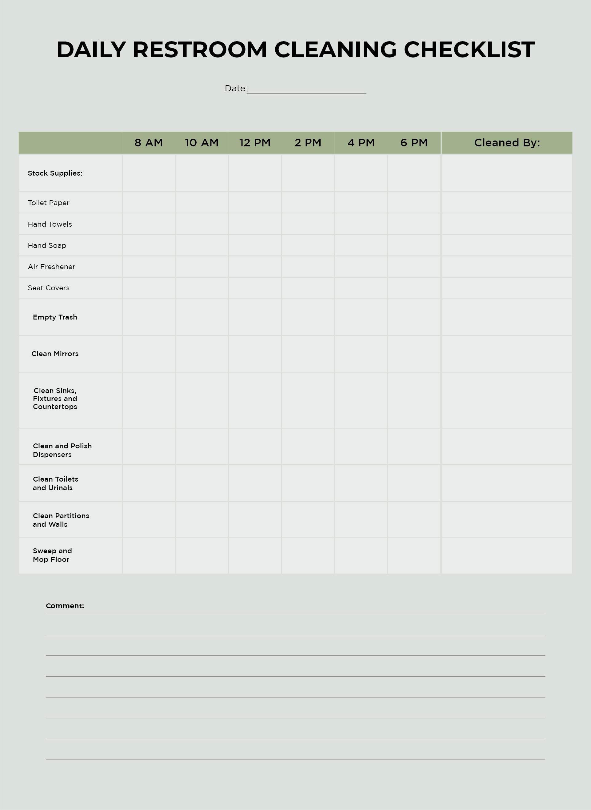 pdf daily bathroom cleaning schedule