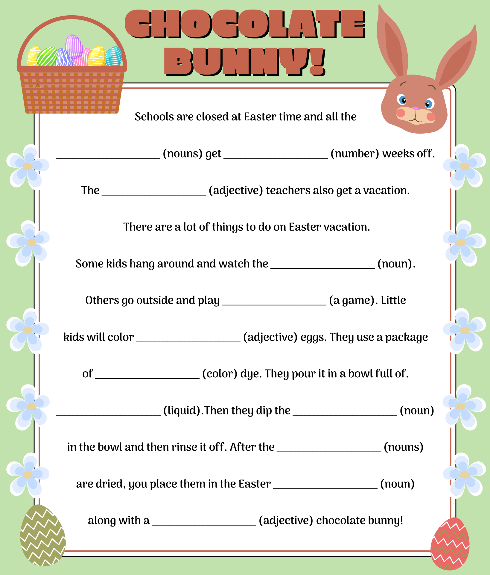 Easy Easter Mad Libs Printable