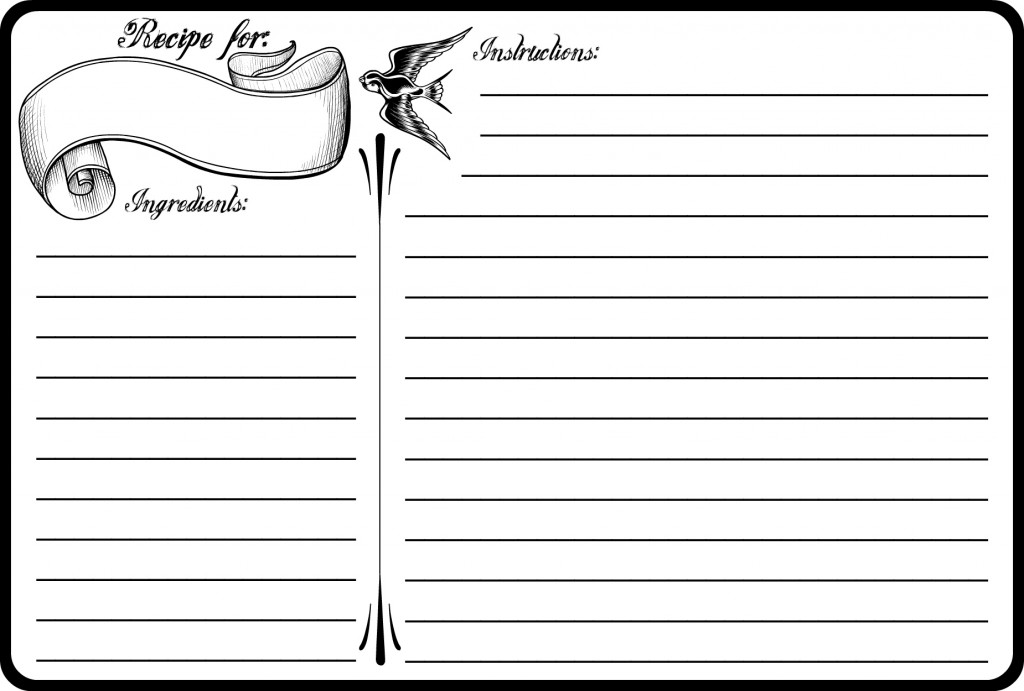 Fill In Blank Printable Editable Recipe Card Template