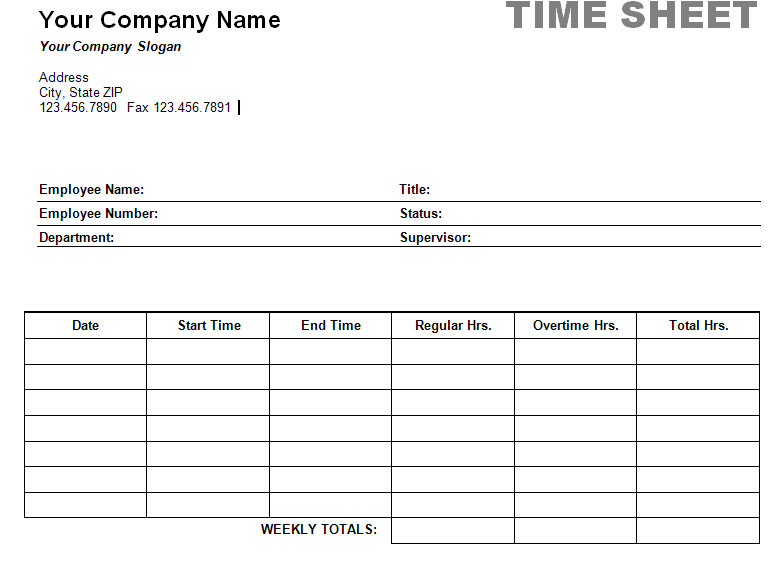 Printable Timesheet Templates