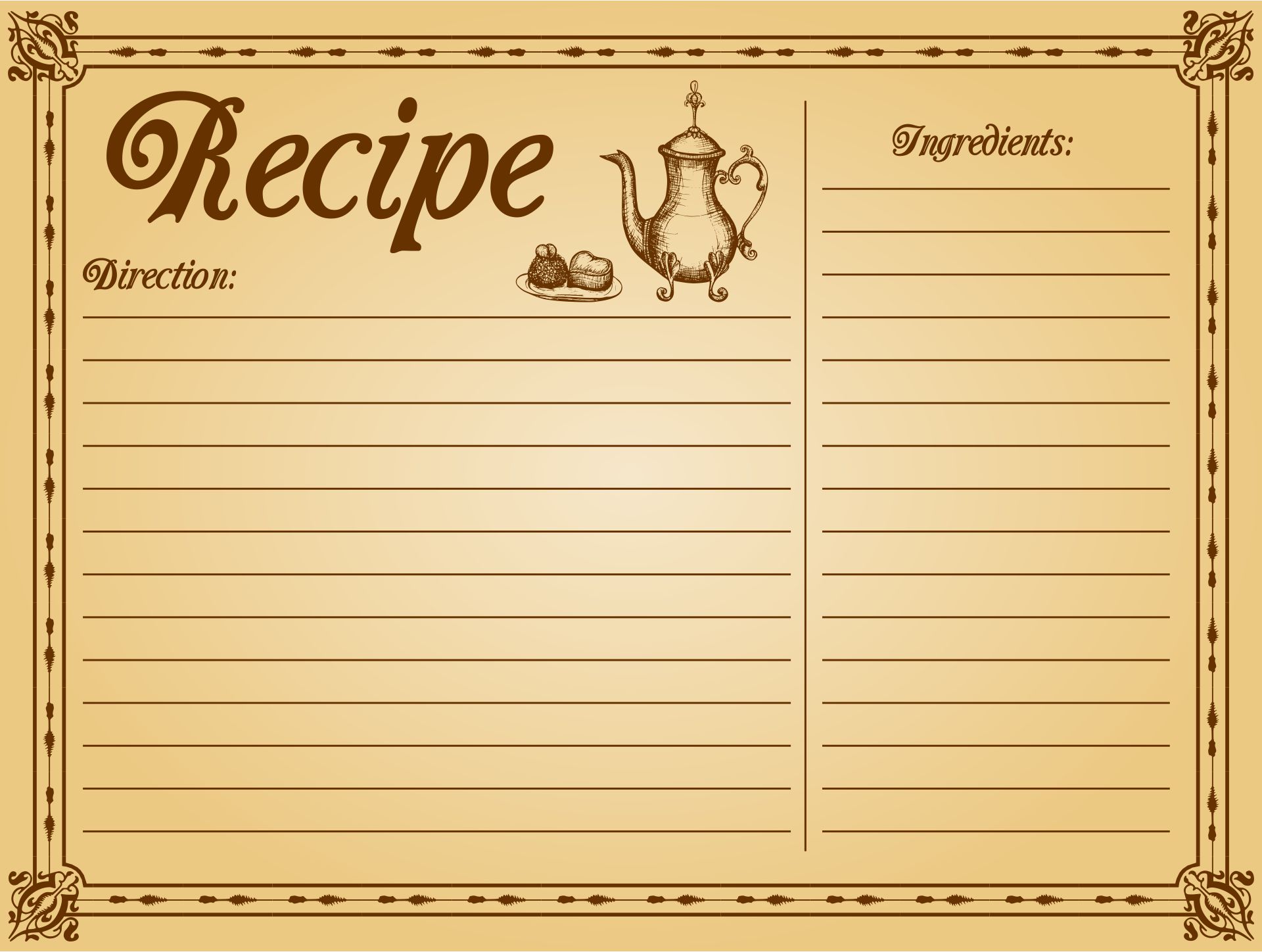 Recipe card template free printable