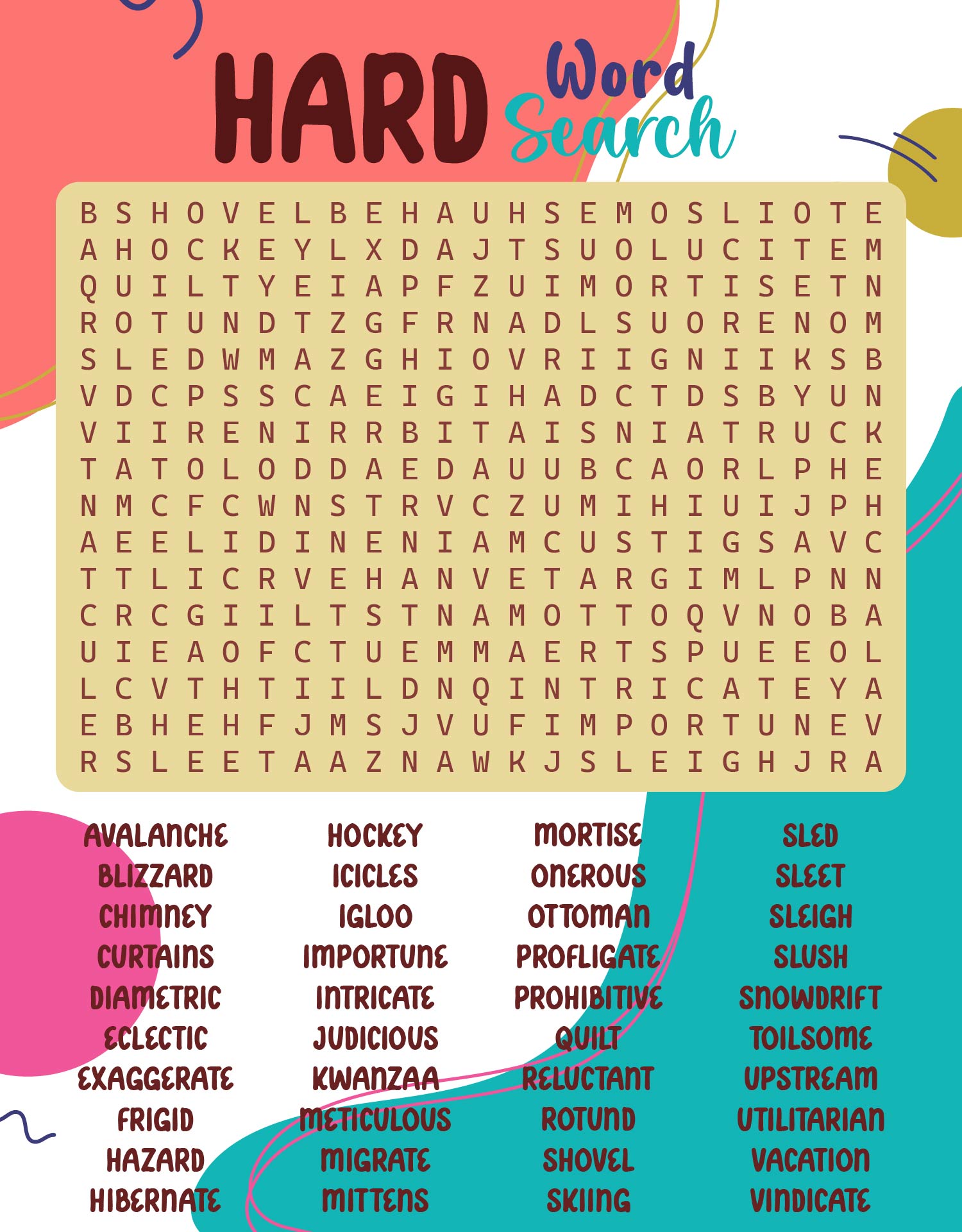 4 Best Difficult Word Search Puzzles Printable PDF for Free at