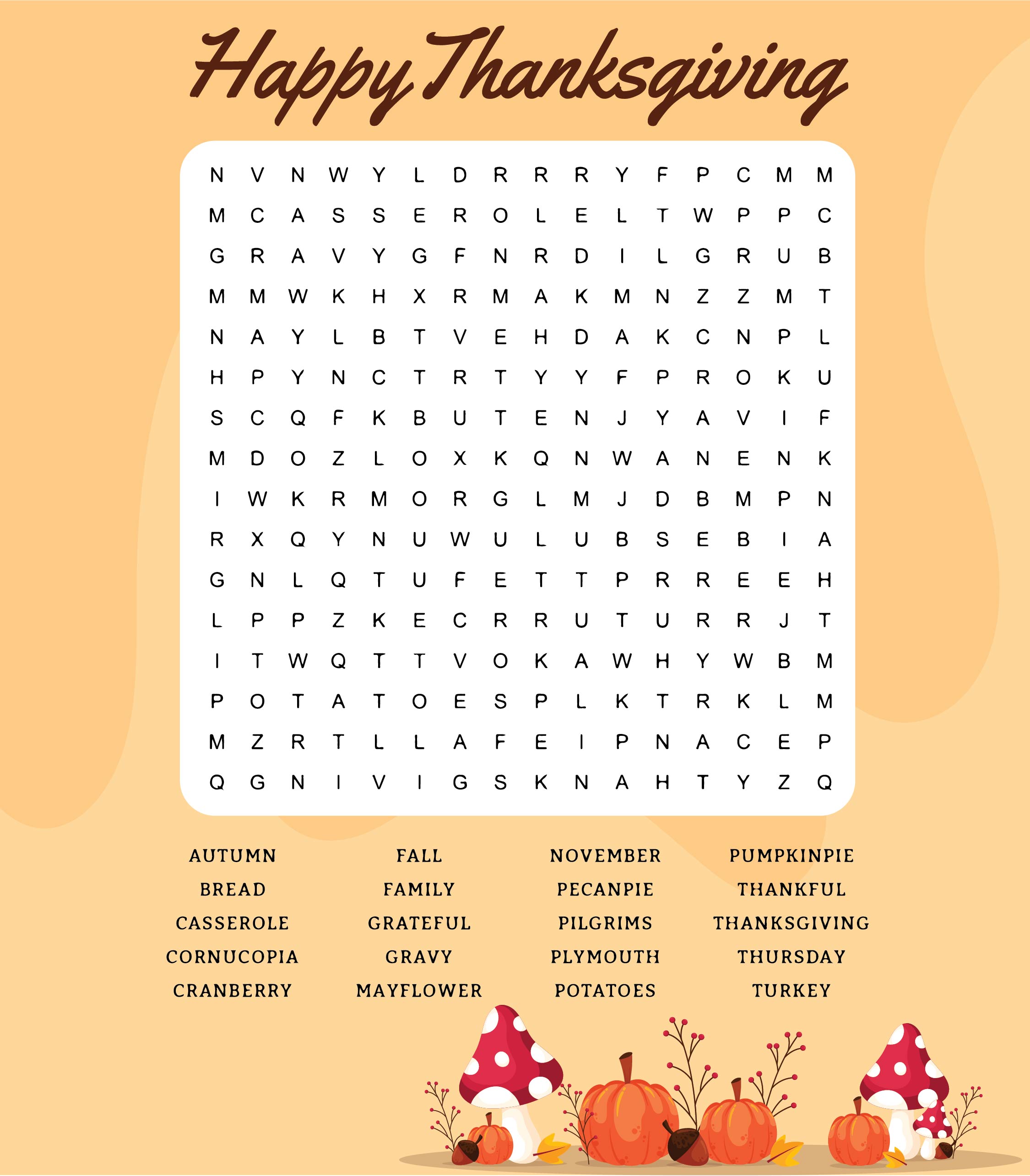 10 Best Printable Thanksgiving Puzzles Word Searches For Adults PDF For 