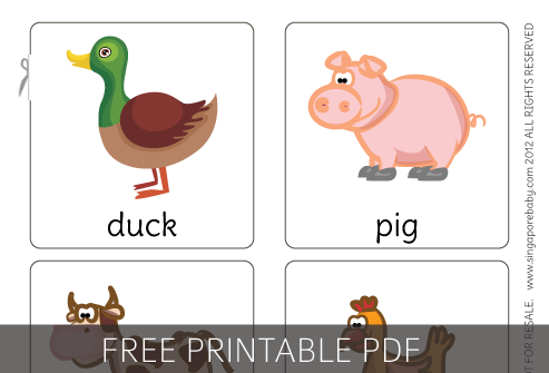 Farm Animal Flash Cards Printable