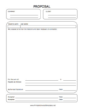 Printable Blank Bid Proposal Forms