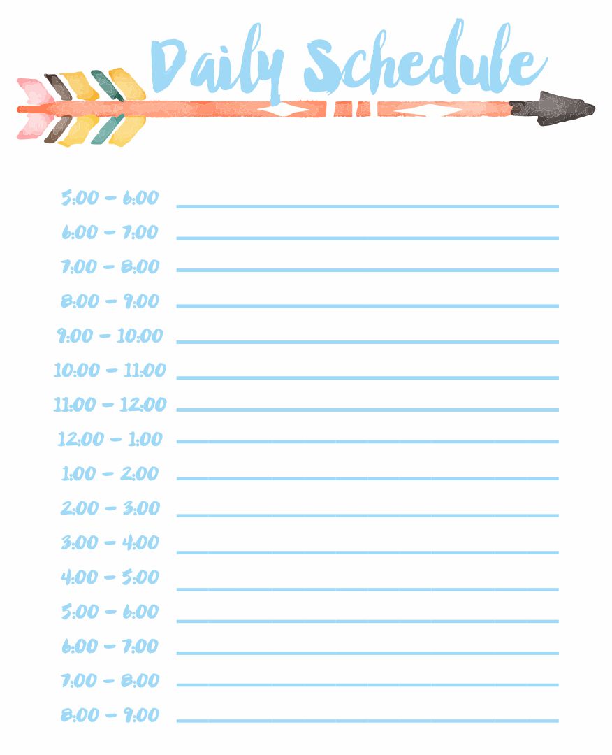 24 Best Printable Daily Schedule By Hour - printablee.com Inside Printable Blank Daily Schedule Template