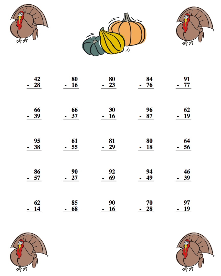 Free Printable Thanksgiving Math Worksheets For 5thgrade