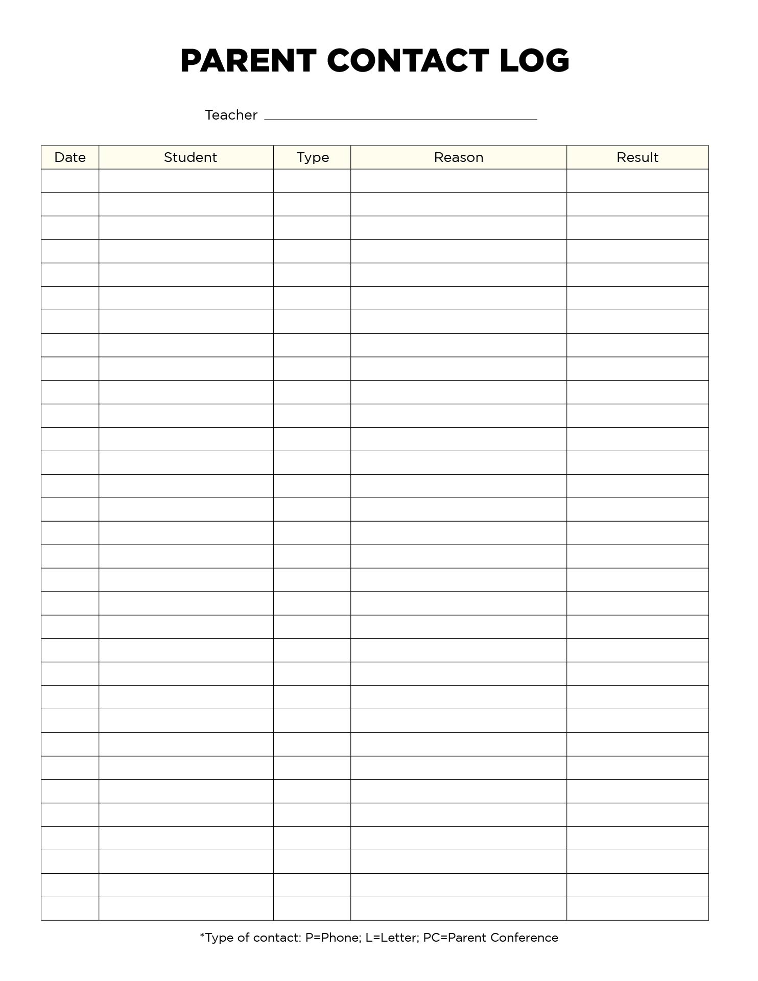 10 Best Teacher Phone Log Template Printable PDF For Free At Printablee