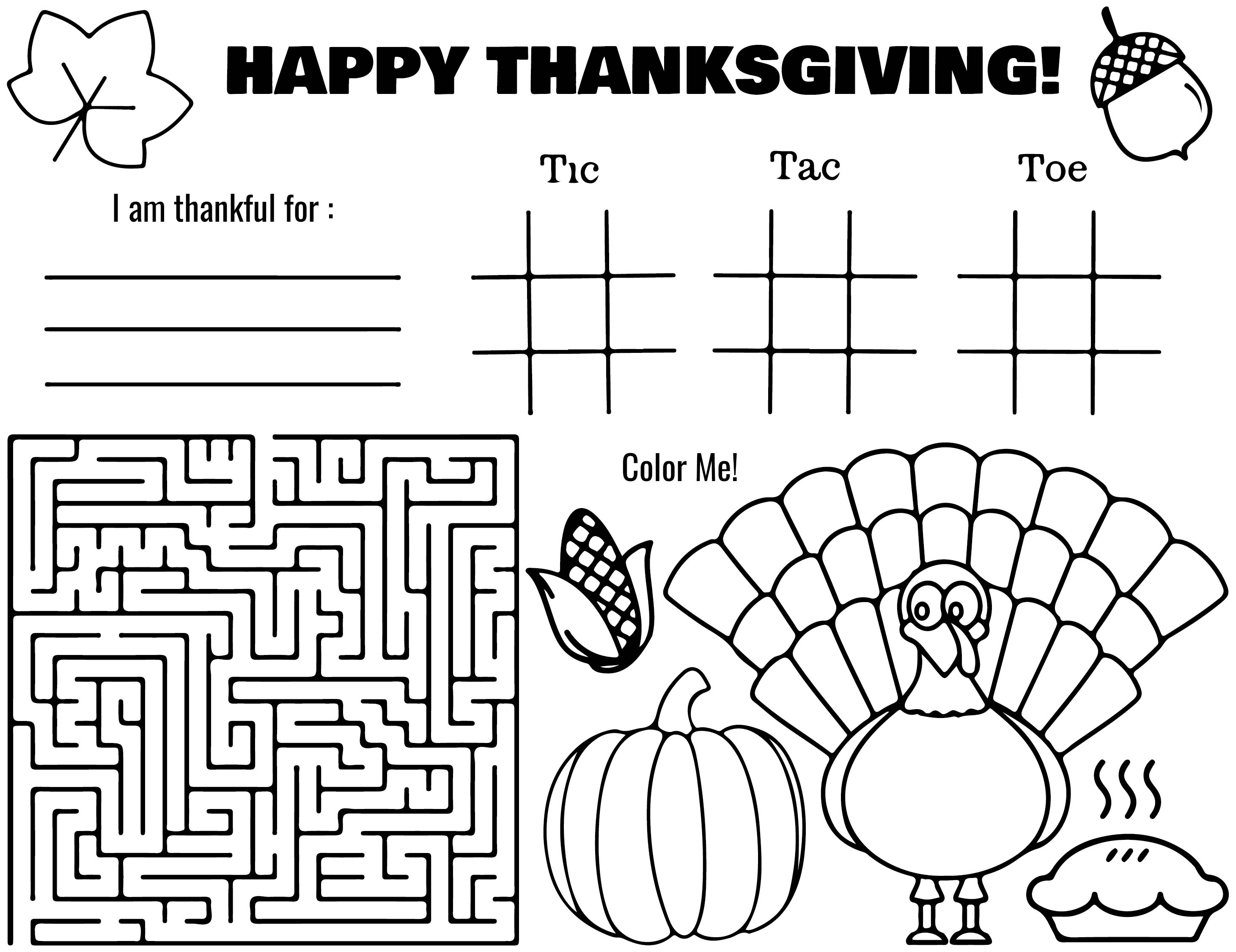 Thanksgiving Printable Placemat