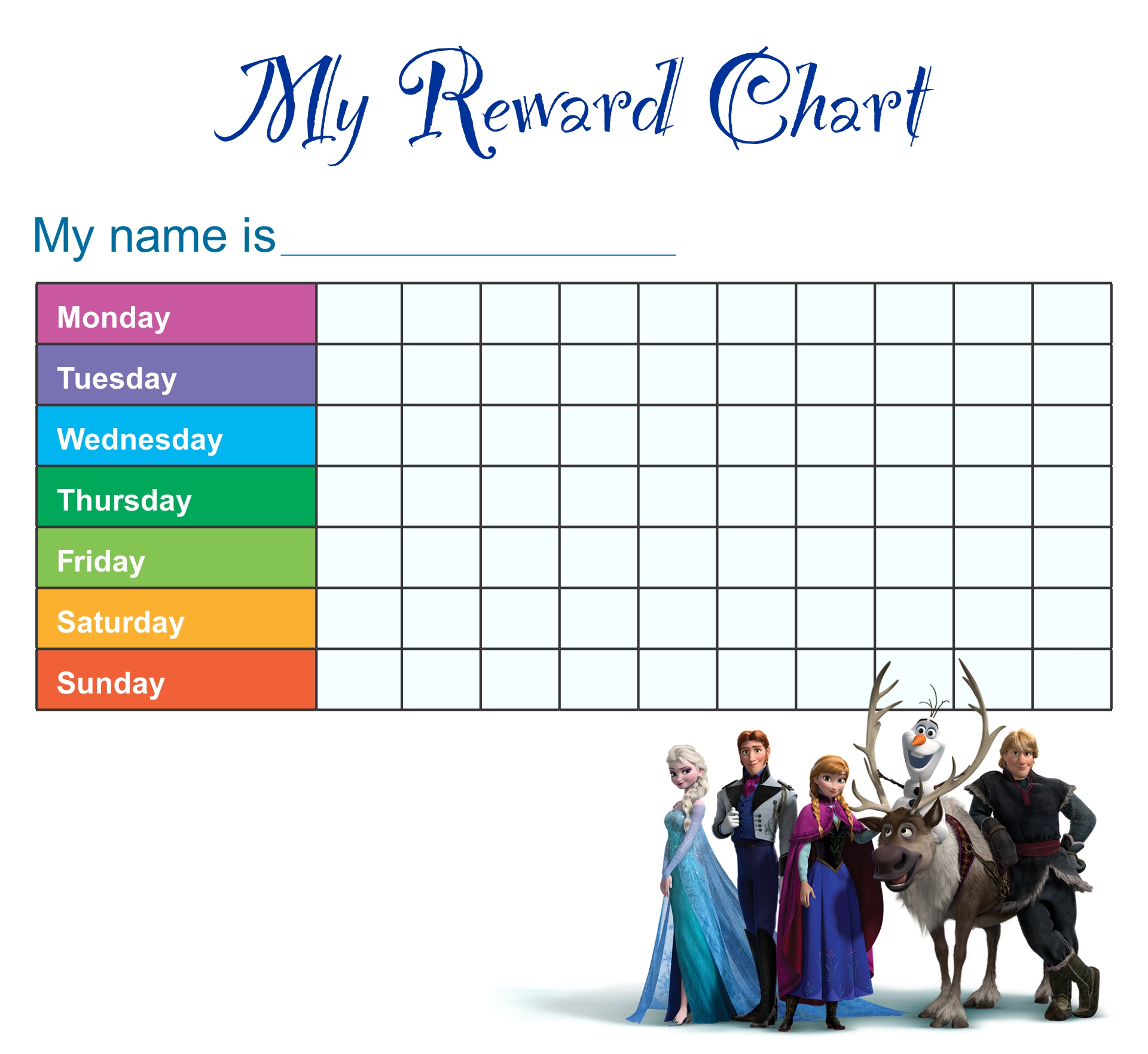 Disney Reward Chart Printable