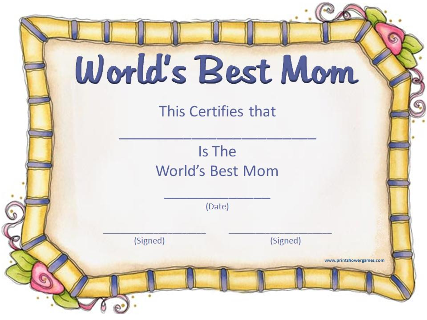 Mothers Day Certificates Printable