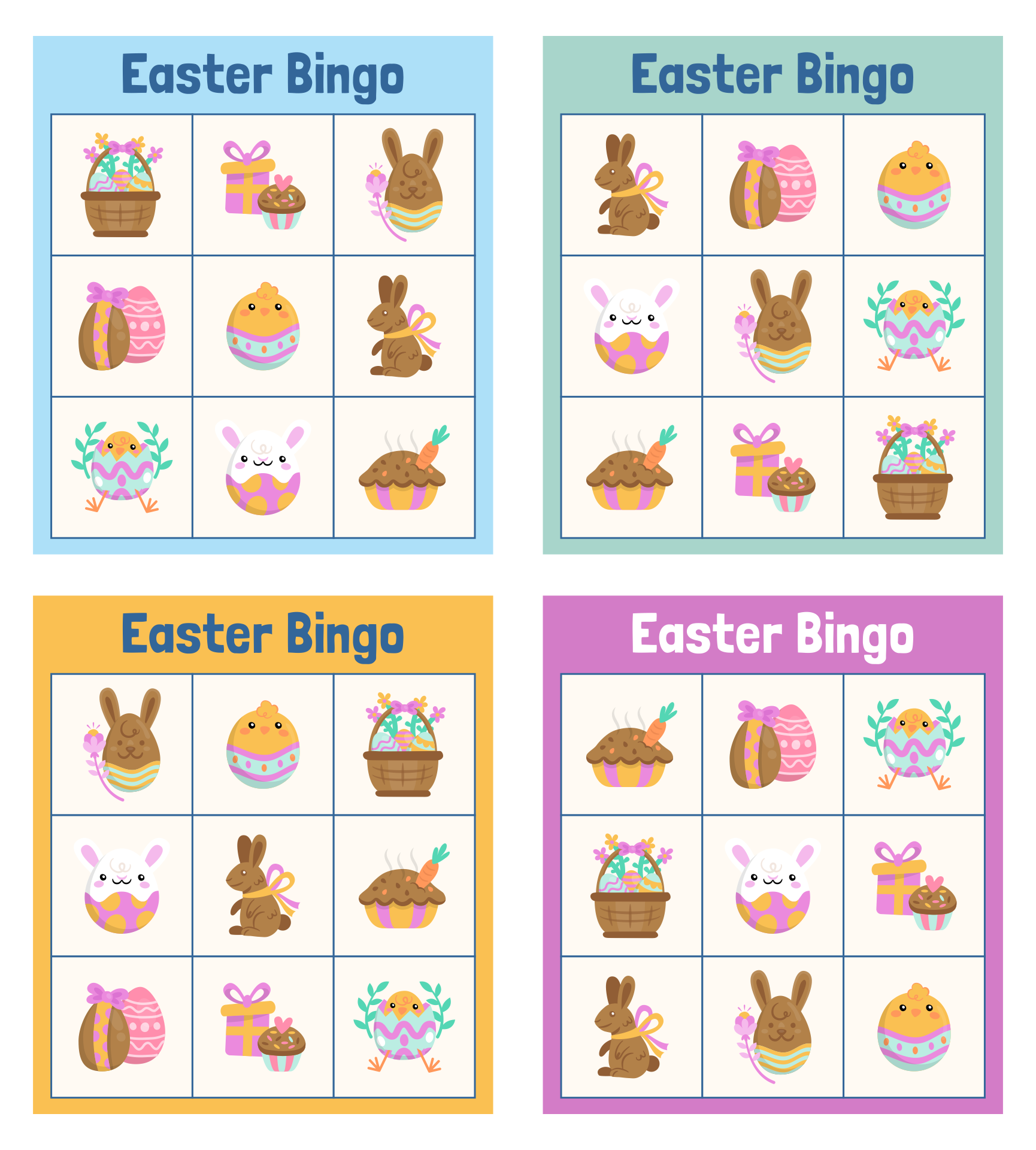 Assorted Printable Easter Bingo Game